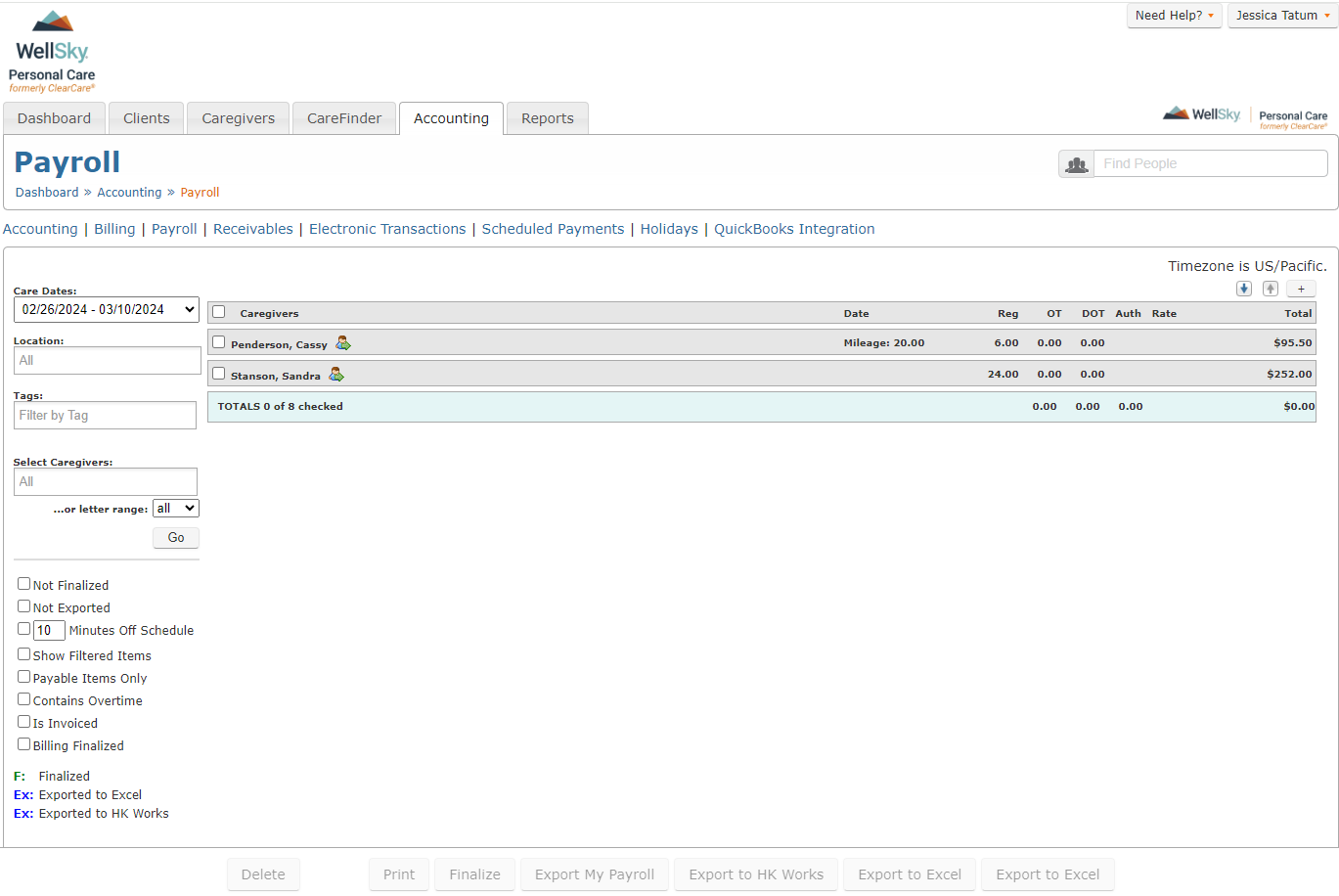 screenshot of WellSky Personal Care
